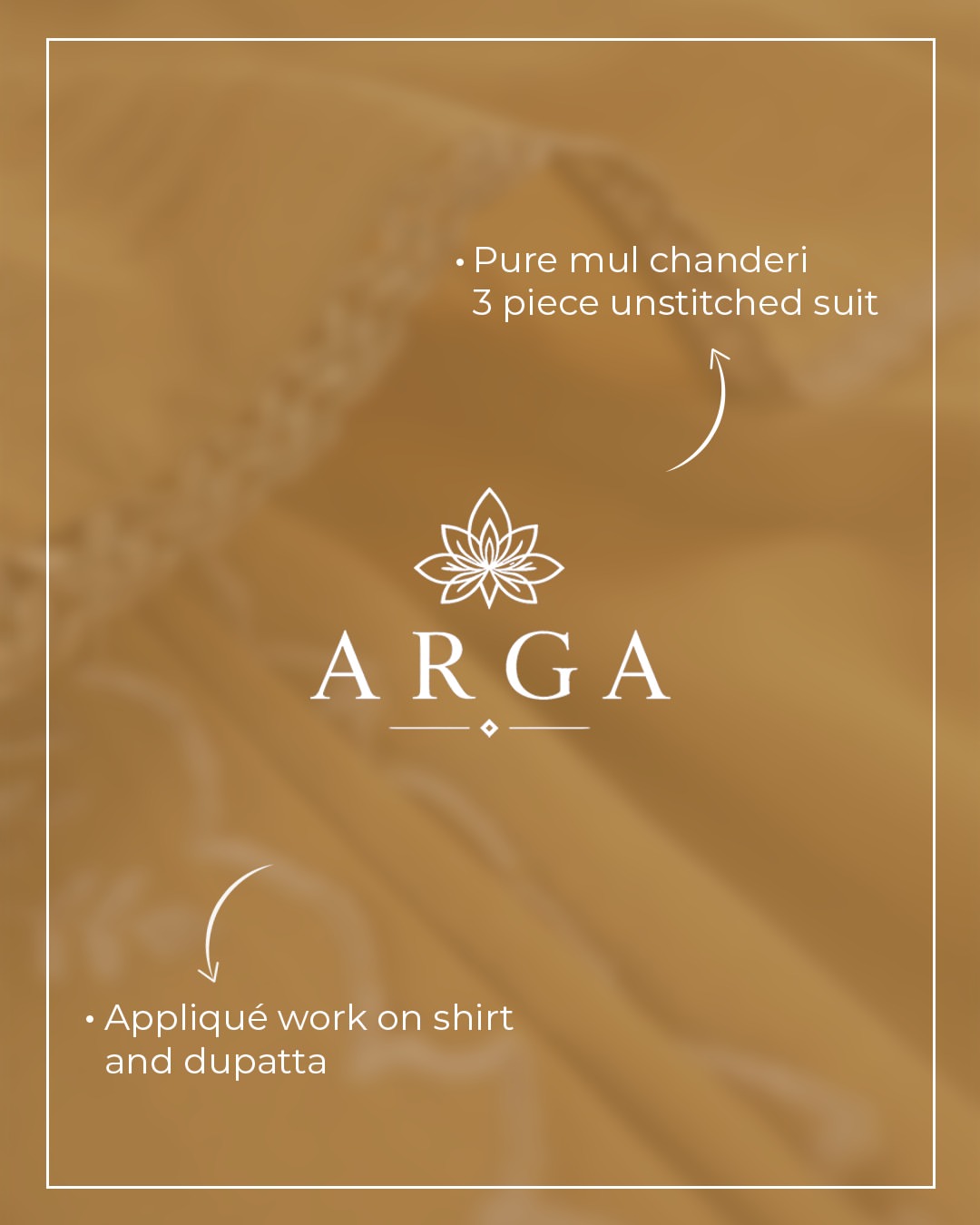 ARGA Kanak Pure Mul Chanderi 3-Piece Unstitched Suit Set
