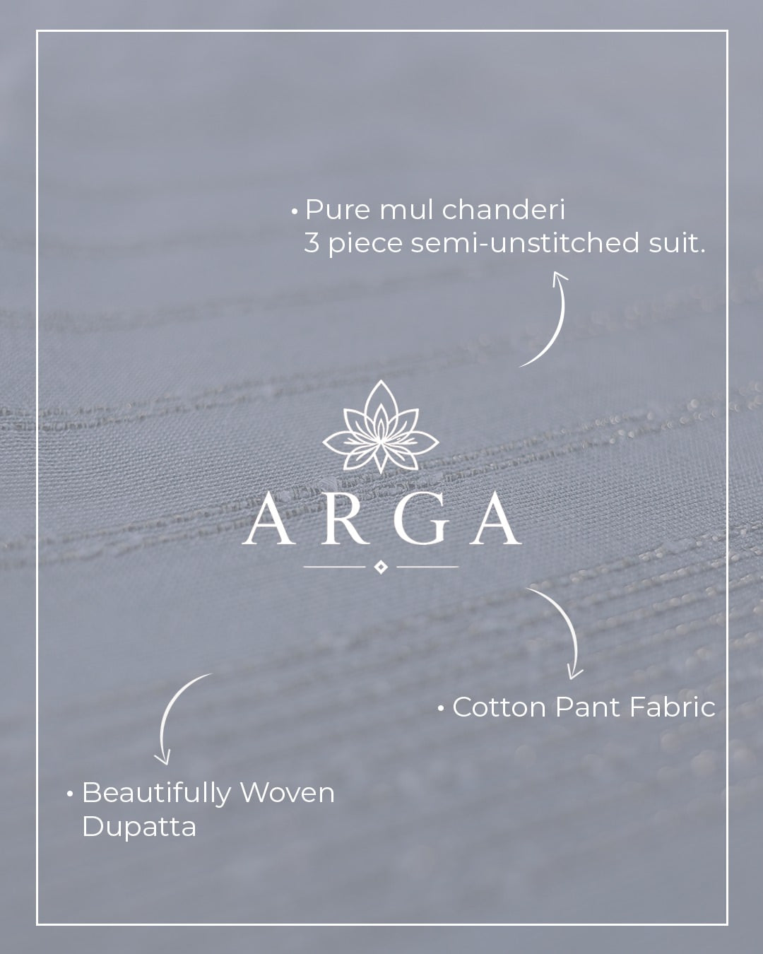 ARGA Chandrika Pure Mul Chanderi 3-Piece Unstitched Suit Set