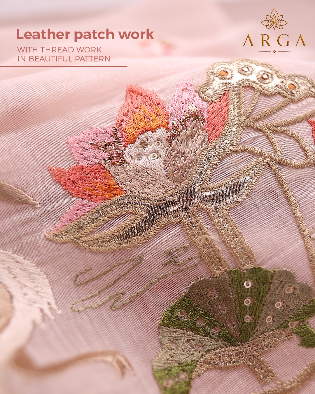 ARGA Padmaja Pure Mul Chanderi 3-Piece Unstitched Suit Set