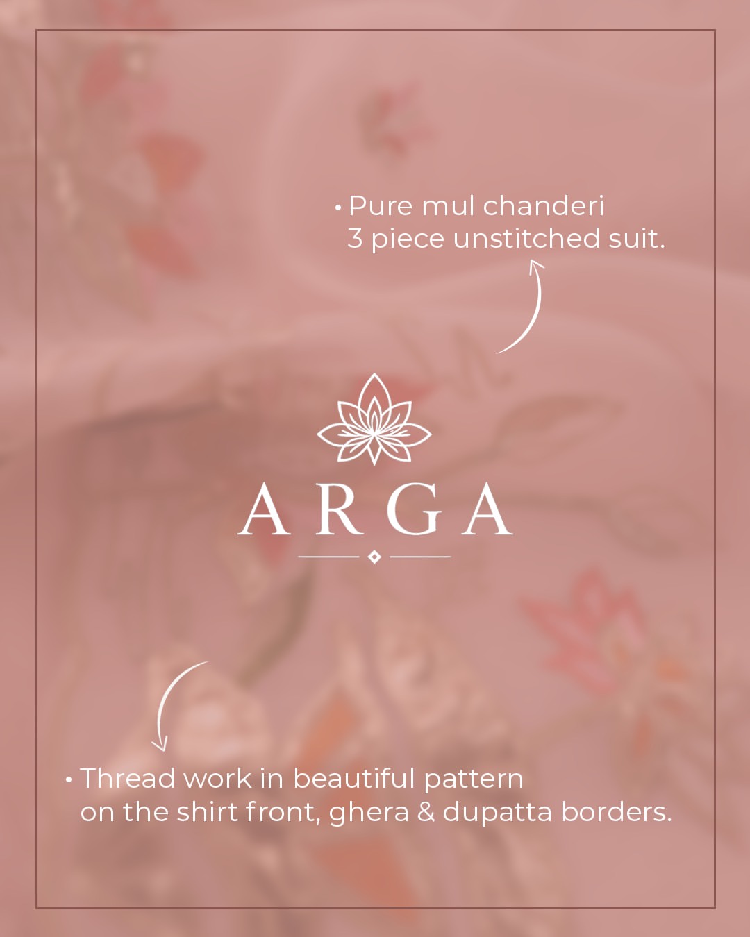 ARGA Padmaja Pure Mul Chanderi 3-Piece Unstitched Suit Set