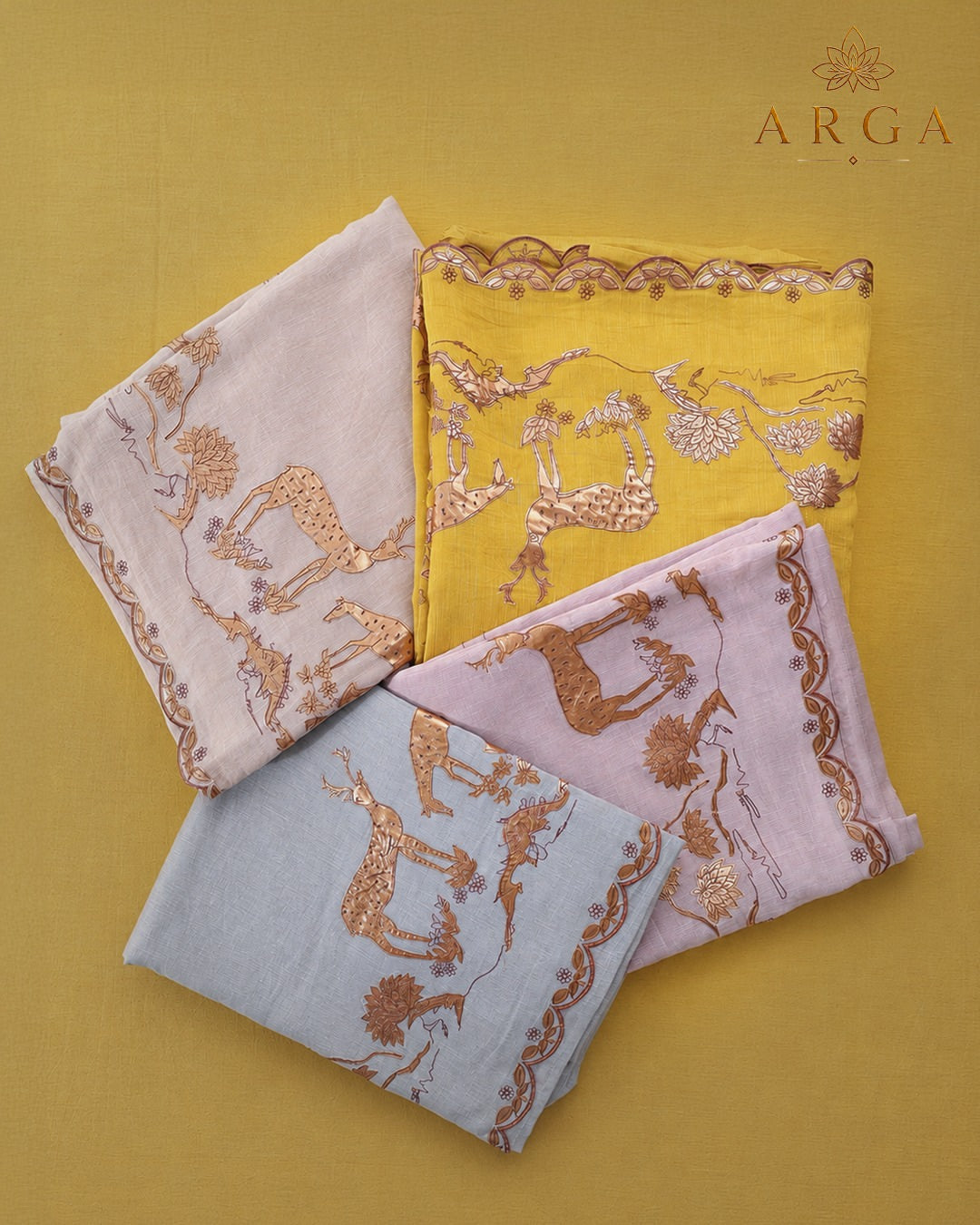 ARGA Mrigaya Pure Mul Chanderi 3-Piece Unstitched Suit Set