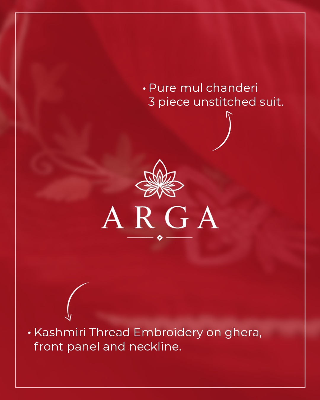 ARGA Kumudini Pure Mul Chanderi 3-Piece Unstitched Suit Set