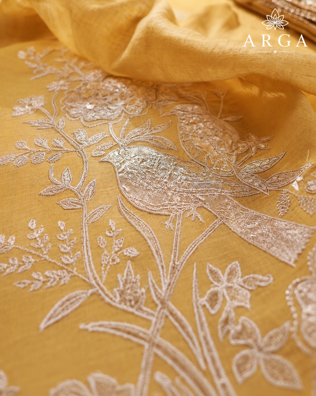 ARGA Kanak Pure Mul Chanderi 3-Piece Unstitched Suit Set
