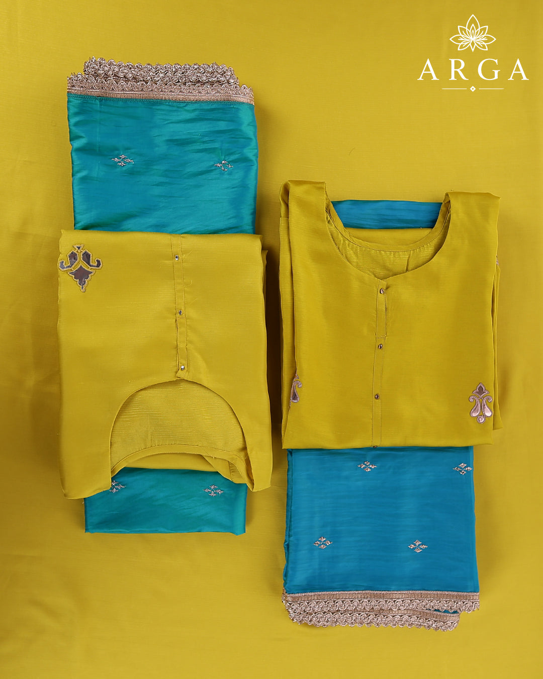 ARGA Vasanti Silk 3-Piece Unstitched Suit Set