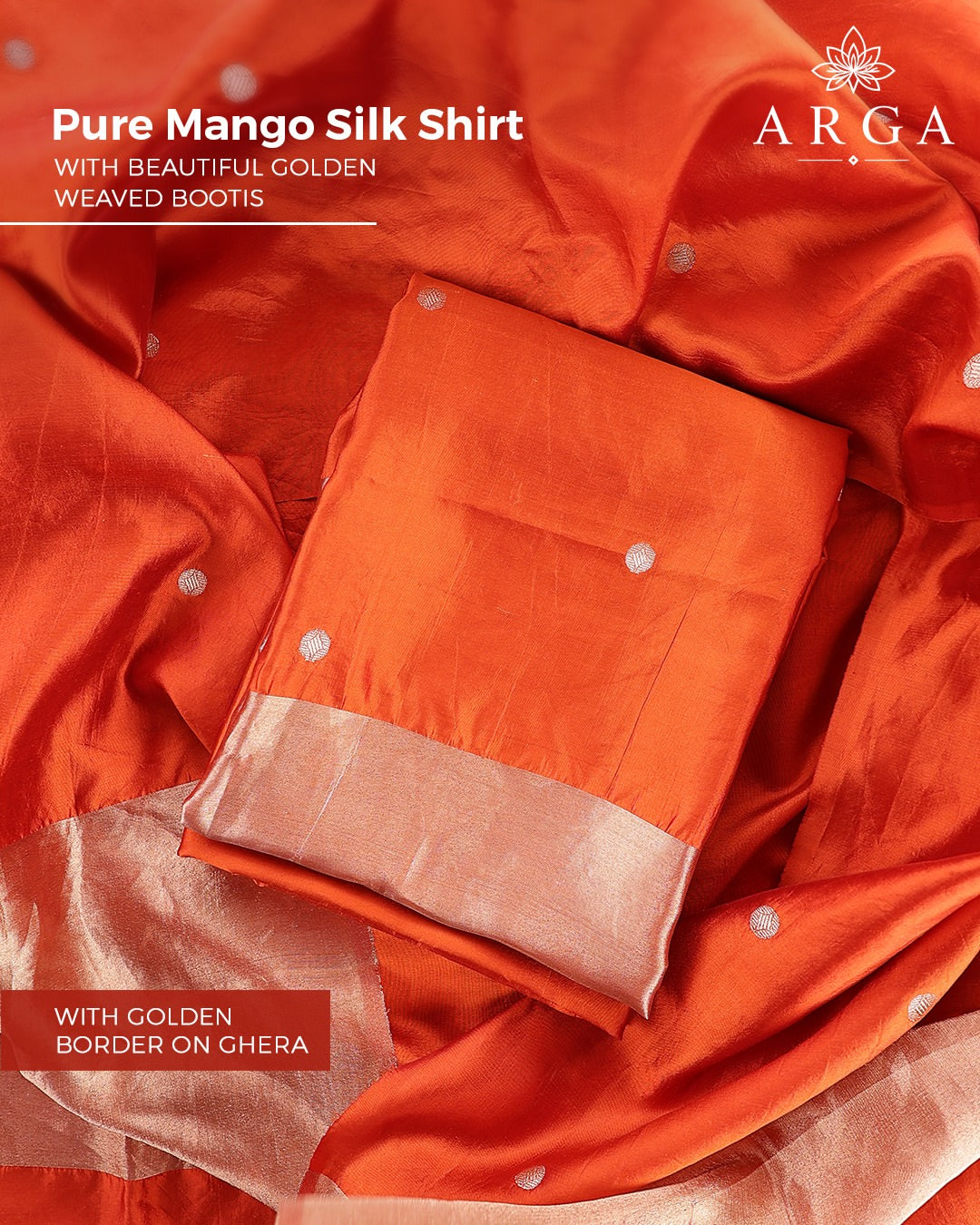 ARGA Kanchana Pure Mango Silk 3-Piece Unstitched Suit Set