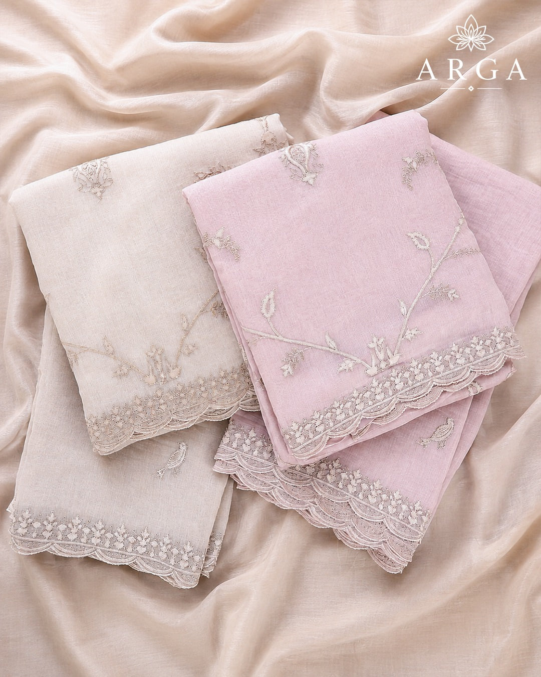 ARGA Madhavi Pure Mul Chanderi 3-Piece Unstitched Suit Set
