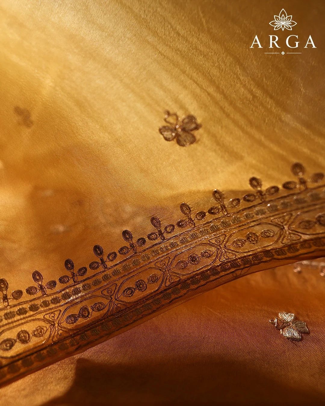 ARGA Golden Floral Embroidered Suit Set