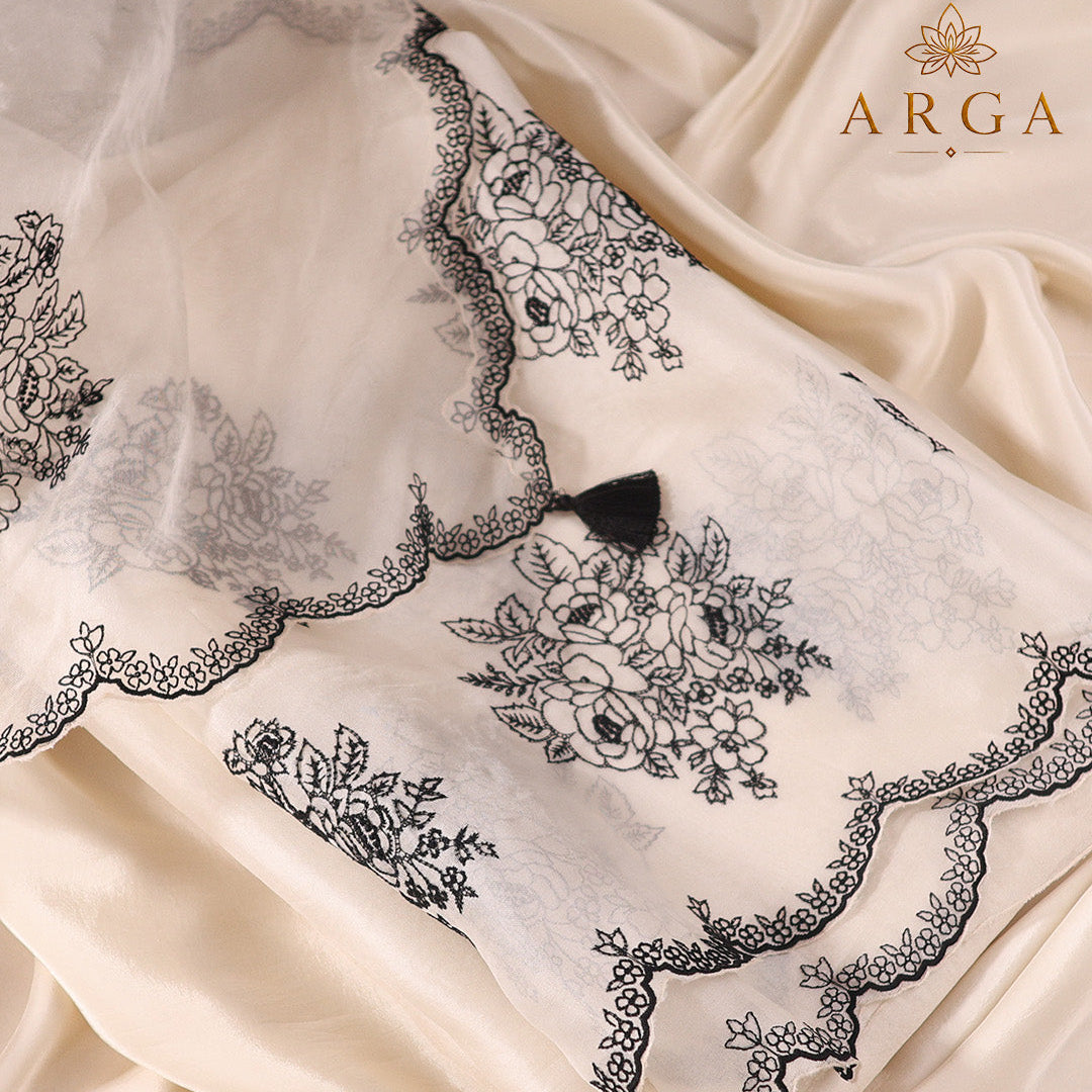 Ivory Noir Pure Organza Ensemble