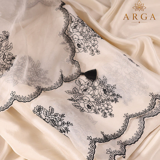 Ivory Noir Pure Organza Ensemble