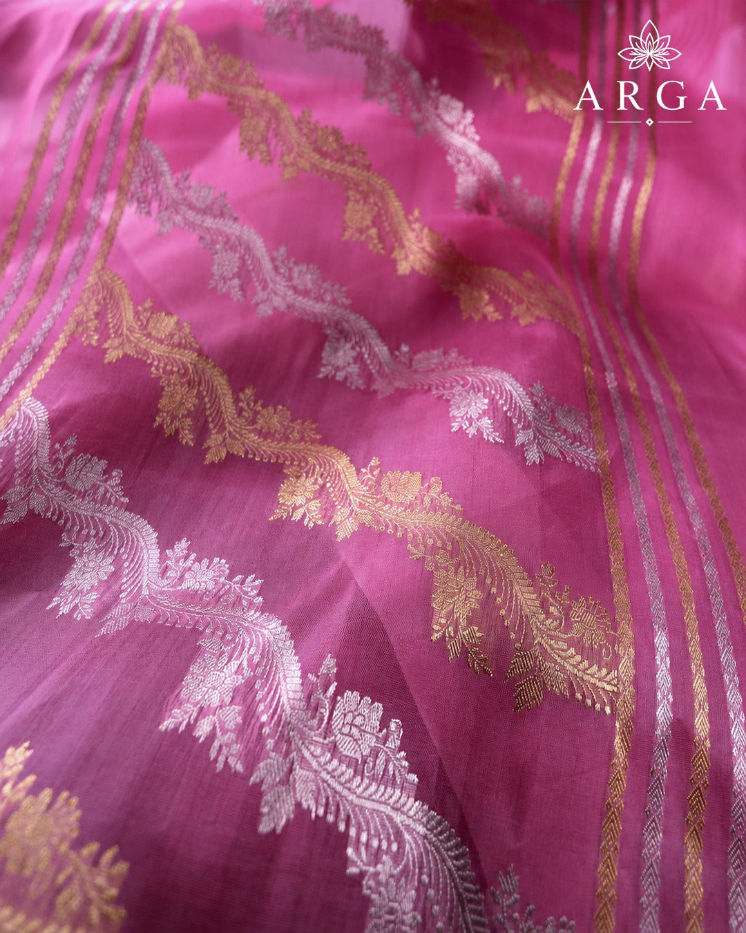 Rani Gulab Banarasi Monga Silk Saree